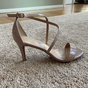 Neutral shiny strappy heels - worn once!